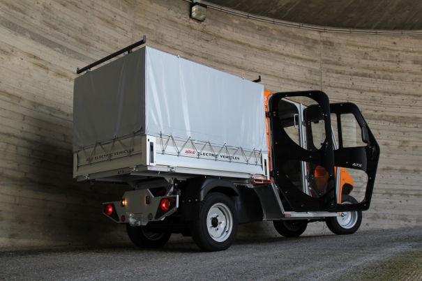 Electric commercial vehicles with canopies and four seats