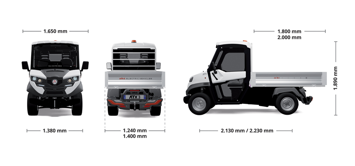 Alke' ATX340EH electric vehicles: dimensions