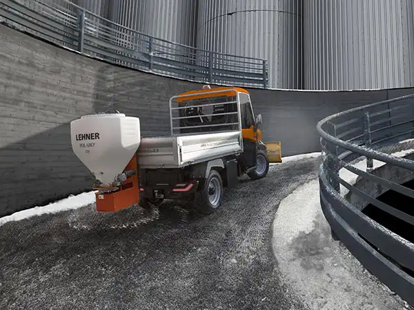 Vehicle with salt spreader